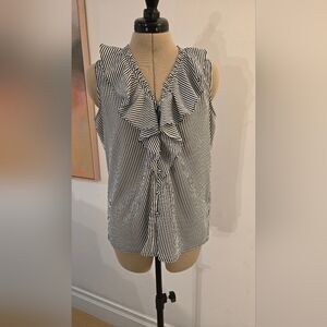 Karl Lagerfeld Black and White Ruffled Blouse